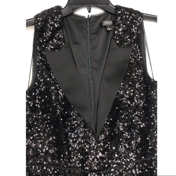 Aidan Mattox Tuxedo Fully embellished Jumpsuit